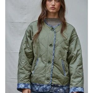 Woven Quilted Padded Bomber Jacket By Together
